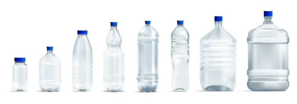 8 Water Bottles in Various Sizes