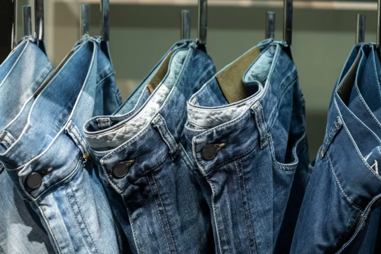 Close up of jeans hanging