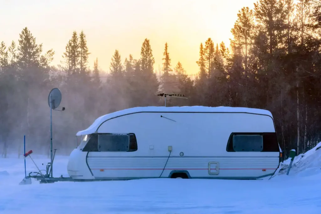 Travel trailer at winter