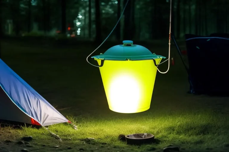 Camping with a decorative bucket light
