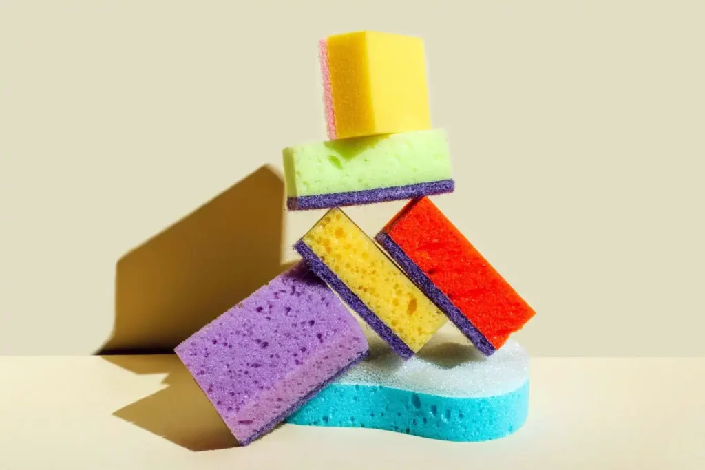 Colored sponges for washing dishes