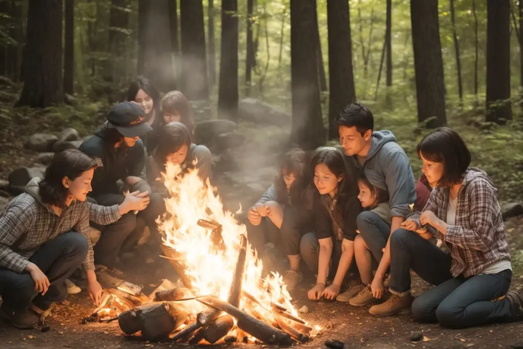 Campfire with a family of ten